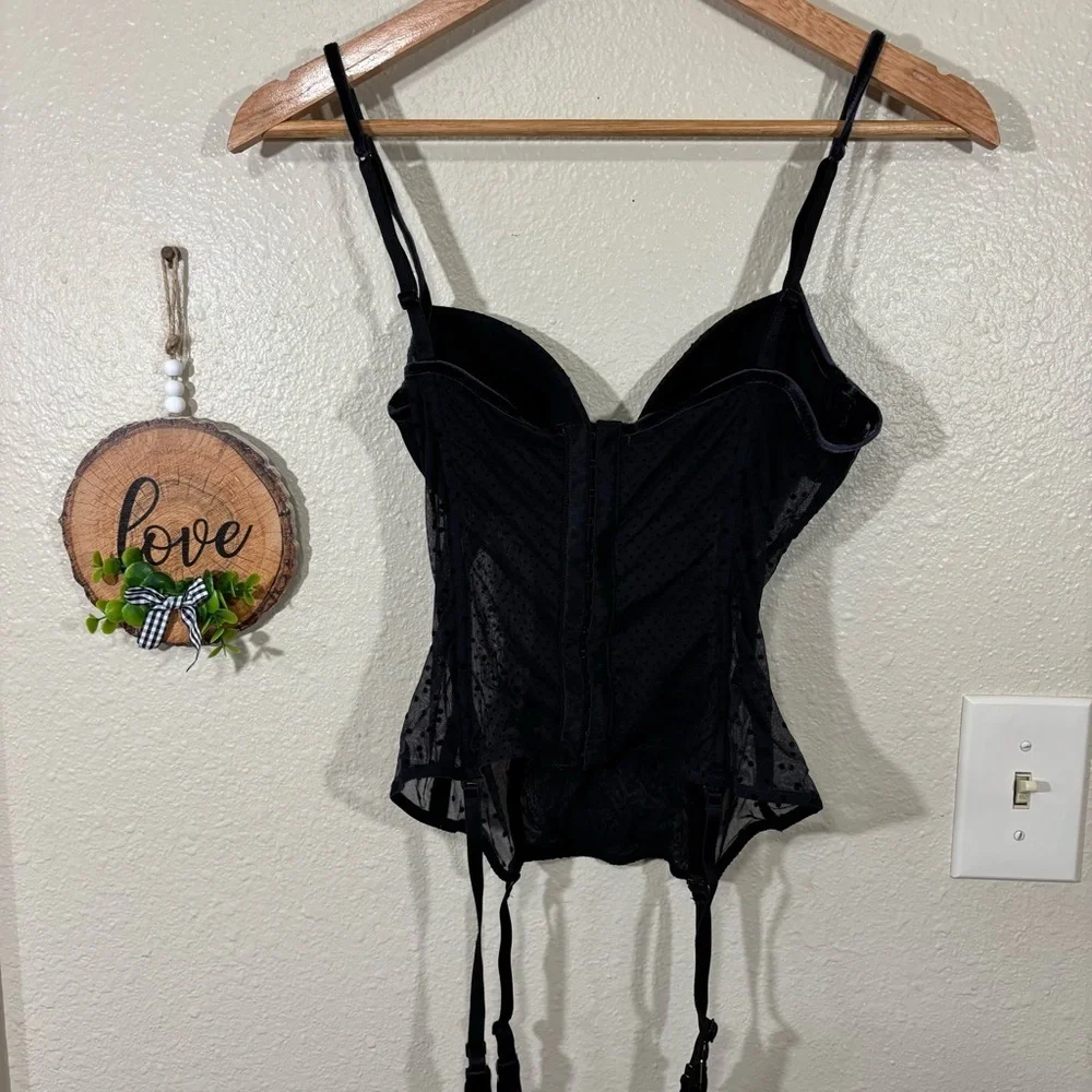 Intimissimi Black Polka-Dot Sheer Mesh Lingerie Set Size S